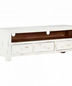 vidaXL TV Cabinet White 120x30x40 cm Solid Acacia Wood