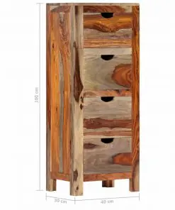 vidaXL Drawer Cabinet 40x30x100 cm Solid Sheesham Wood