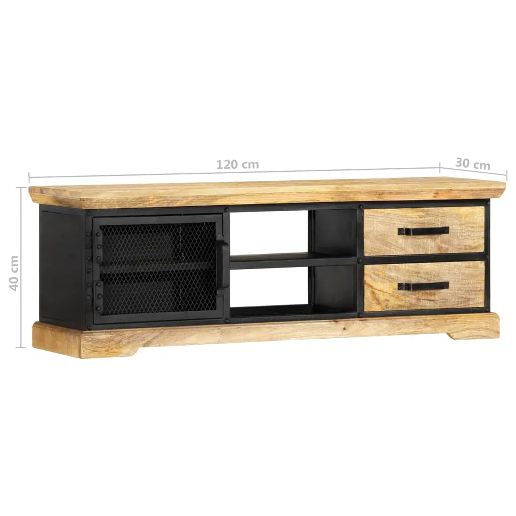 vidaXL TV Cabinet Black 120x30x40 cm Solid Mango Wood