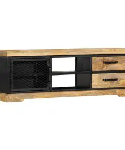 vidaXL TV Cabinet Black 120x30x40 cm Solid Mango Wood