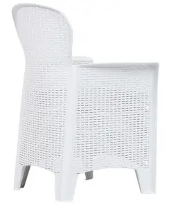 vidaXL Garden Chairs 2 pcs with Cushion White Plastic Rattan Look