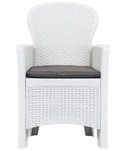 vidaXL Garden Chairs 2 pcs with Cushion White Plastic Rattan Look