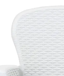 vidaXL Garden Chairs 2 pcs with Cushion White Plastic Rattan Look