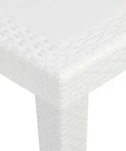 vidaXL Garden Table White 79x79x72 cm Plastic Rattan Look