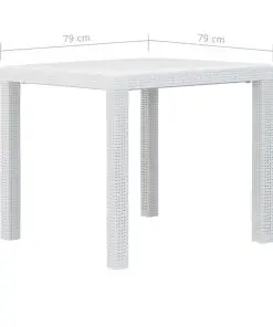 vidaXL Garden Table White 79x79x72 cm Plastic Rattan Look