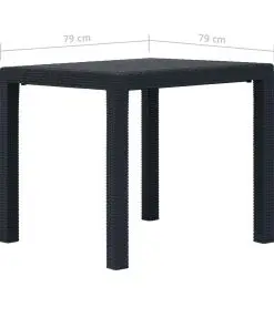 vidaXL Garden Table Anthracite 79x79x72 cm Plastic Rattan Look