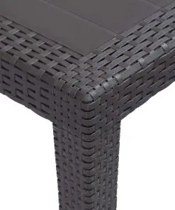 vidaXL Garden Table Brown 79x79x72 cm Plastic Rattan Look