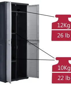 vidaXL Garden Storage Cabinet 65x38x171 cm Plastic