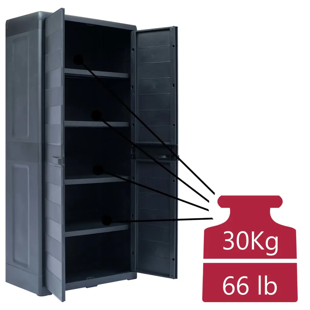 vidaXL Garden Storage Cabinet XL 78x46x175 cm Plastic
