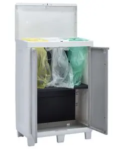 vidaXL Garden Dustbin with 3 Bags Light Grey 65x38x102 cm