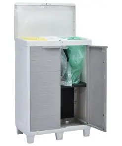 vidaXL Garden Dustbin with 3 Bags Light Grey 65x38x102 cm