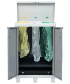 vidaXL Garden Dustbin with 3 Bags Light Grey 65x38x102 cm
