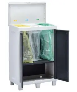 vidaXL Garden Dustbin with 3 Bags Dark Grey 65x38x102 cm