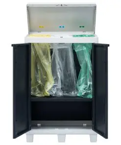 vidaXL Garden Dustbin with 3 Bags Dark Grey 65x38x102 cm