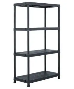 vidaXL Storage Shelf Rack Black 200 kg 80x40x138 cm Plastic