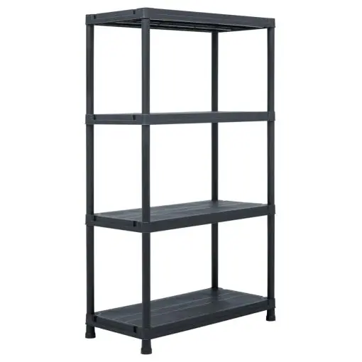 vidaXL Storage Shelf Rack Black 200 kg 80x40x138 cm Plastic