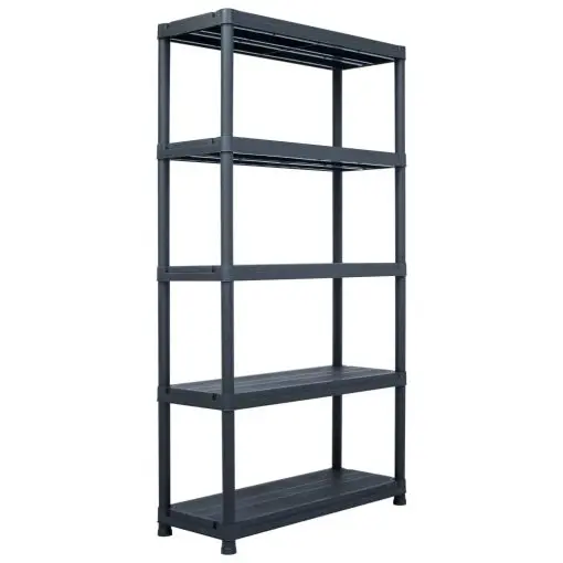 vidaXL Storage Shelf Rack Black 250 kg 80x40x180 cm Plastic