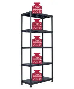 vidaXL Storage Shelf Rack Black 500 kg 90x60x180 cm Plastic