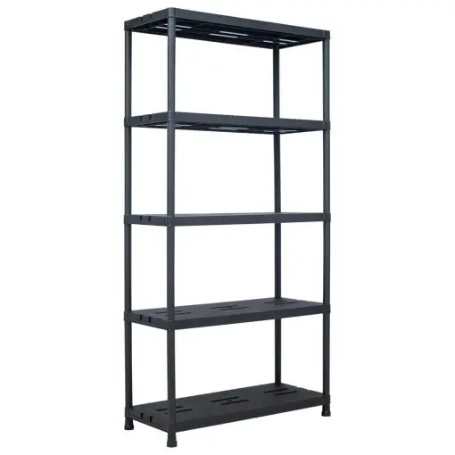 vidaXL Storage Shelf Rack Black 260 kg 90x40x180 cm Plastic