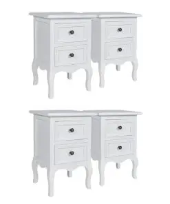 vidaXL Nightstands 4 pcs with 2 Drawers MDF White