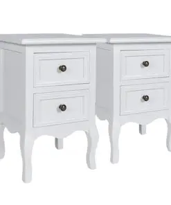 vidaXL Nightstands 4 pcs with 2 Drawers MDF White
