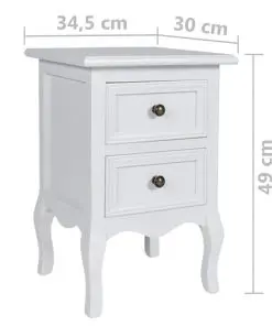 vidaXL Nightstands 4 pcs with 2 Drawers MDF White