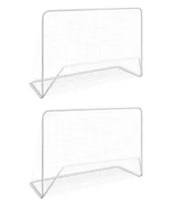 vidaXL Football Goals 2 pcs with Nets 182x61x122 cm Steel White