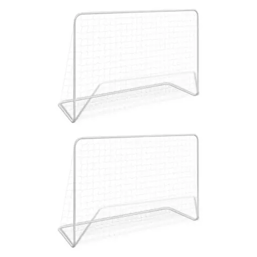 vidaXL Football Goals 2 pcs with Nets 182x61x122 cm Steel White