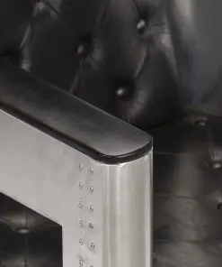 vidaXL Aviator Armchair Black Real Leather