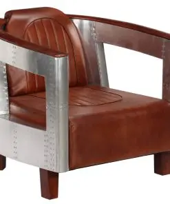 vidaXL Aviator Armchair Brown Real Leather