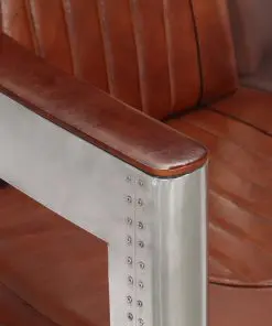vidaXL Aviator Armchair Brown Real Leather