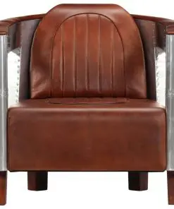 vidaXL Aviator Armchair Brown Real Leather