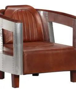 vidaXL Aviator Armchair Brown Real Leather