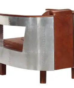 vidaXL Aviator Armchair Brown Real Leather