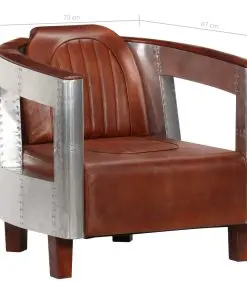 vidaXL Aviator Armchair Brown Real Leather