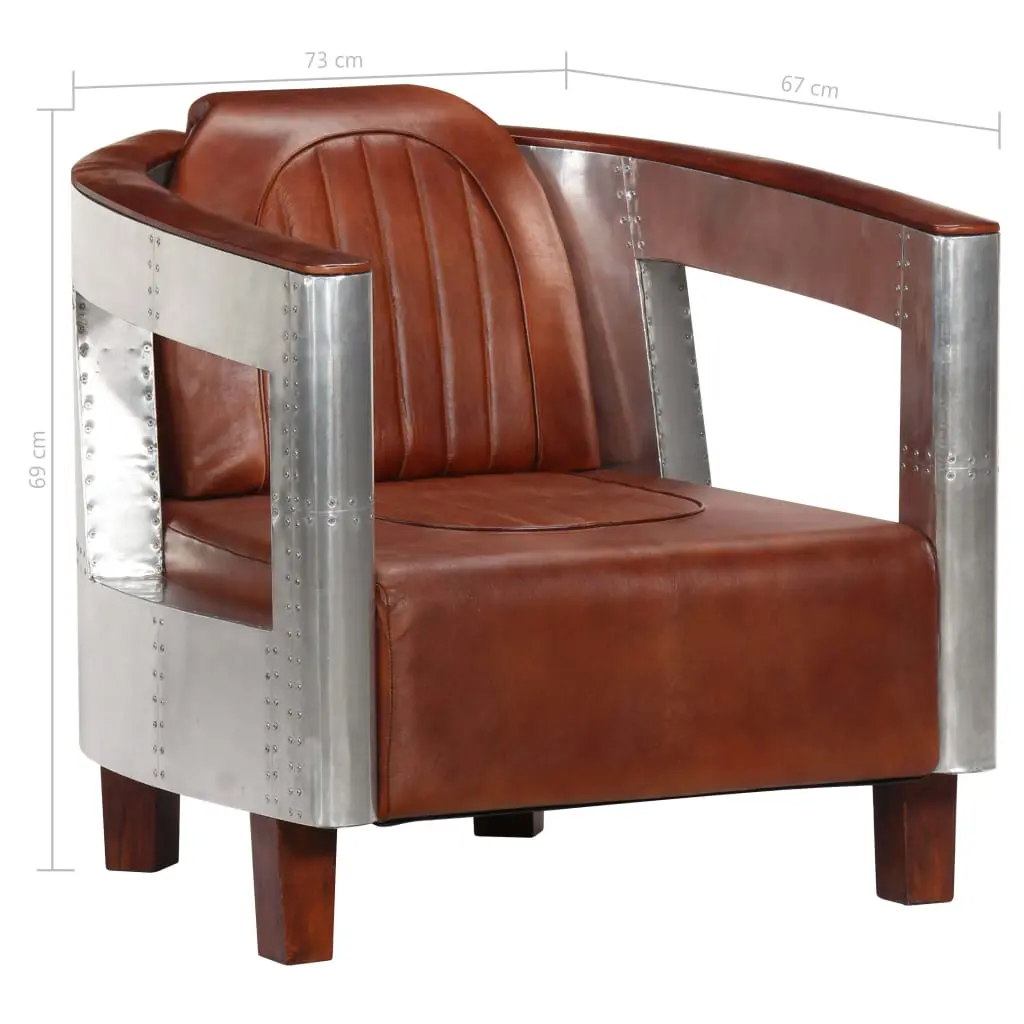 vidaXL Aviator Armchair Brown Real Leather