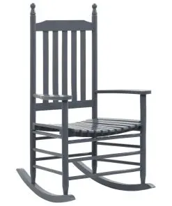 vidaXL Rocking Chair with Curved Seat Grey Poplar Wood