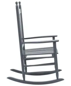 vidaXL Rocking Chair with Curved Seat Grey Poplar Wood