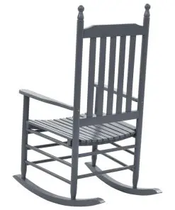 vidaXL Rocking Chair with Curved Seat Grey Poplar Wood