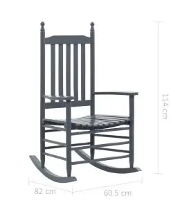 vidaXL Rocking Chair with Curved Seat Grey Poplar Wood