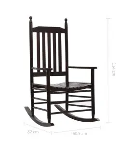 vidaXL Rocking Chair with Curved Seat Brown Poplar Wood
