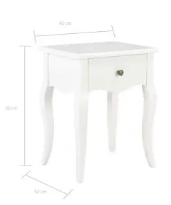vidaXL Nightstand White 40x30x50 cm Solid Pine Wood