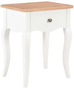 vidaXL Nightstand White and Brown 40x30x50 cm Solid Pine Wood