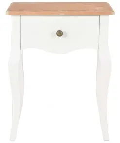 vidaXL Nightstand White and Brown 40x30x50 cm Solid Pine Wood