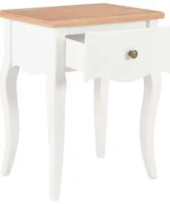 vidaXL Nightstand White and Brown 40x30x50 cm Solid Pine Wood