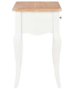 vidaXL Nightstand White and Brown 40x30x50 cm Solid Pine Wood