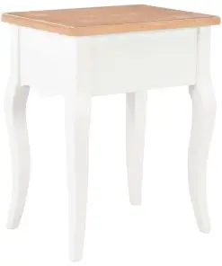 vidaXL Nightstand White and Brown 40x30x50 cm Solid Pine Wood