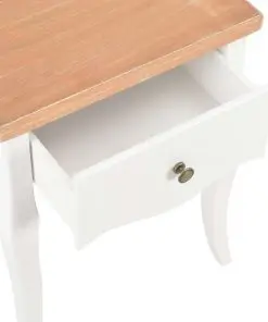 vidaXL Nightstand White and Brown 40x30x50 cm Solid Pine Wood