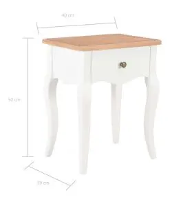vidaXL Nightstand White and Brown 40x30x50 cm Solid Pine Wood