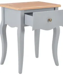 vidaXL Nightstand Grey and Brown 40x30x50 cm Solid Pine Wood